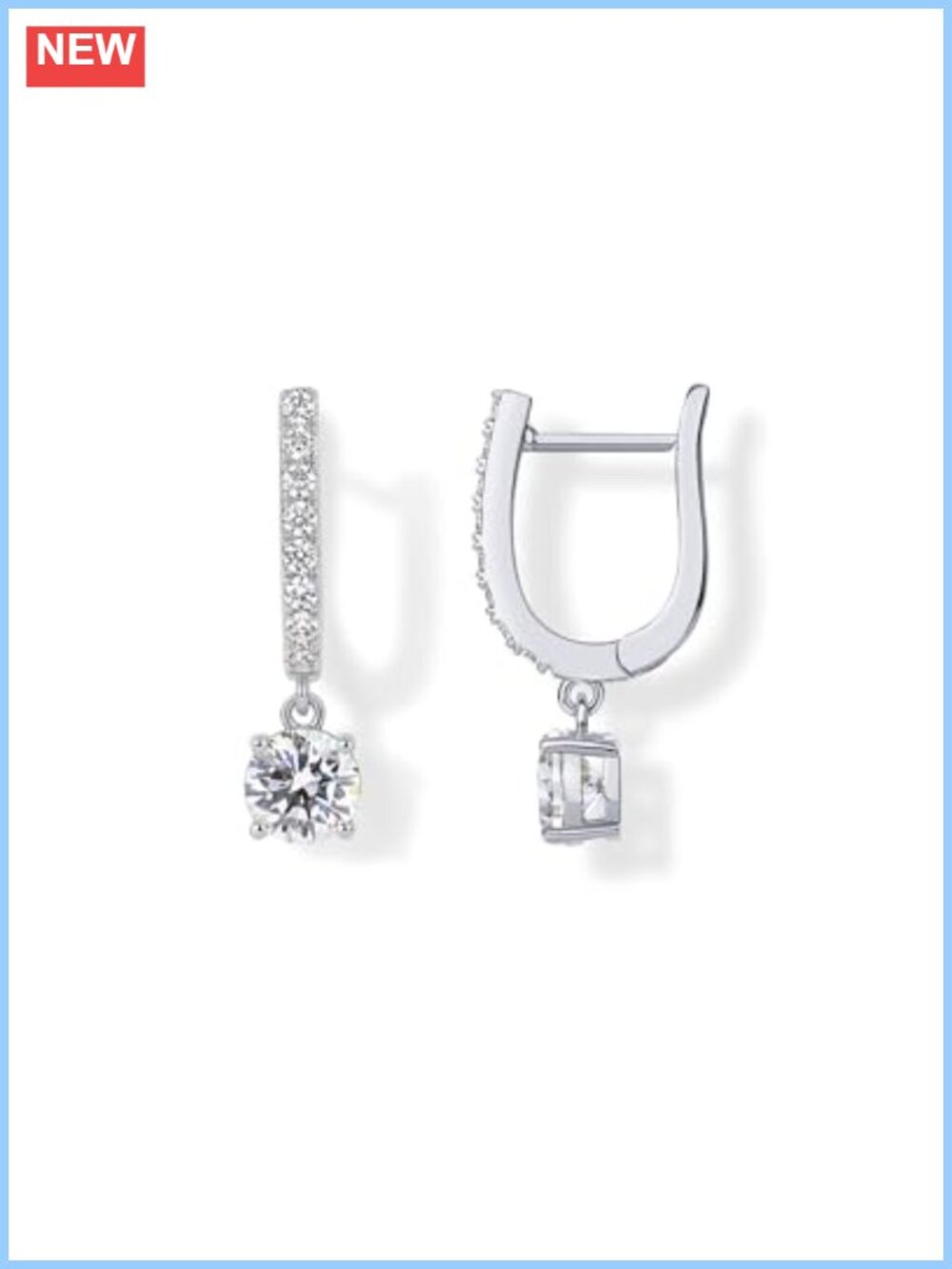 14K Gold Plated Dangle Hoop Earrings Bridal CZ Wedding Dainty